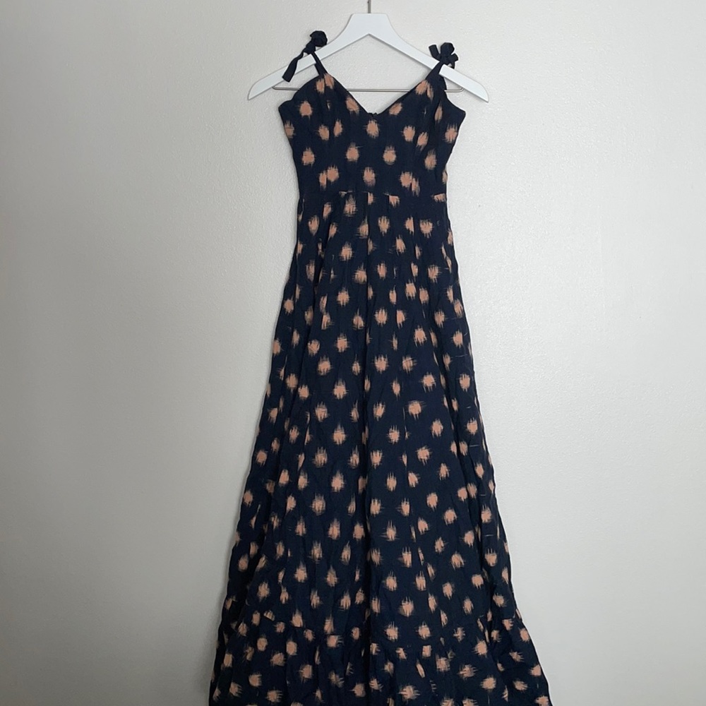 Beautiful 100% Cotton Blue with Dots Maxi Dress Size Small